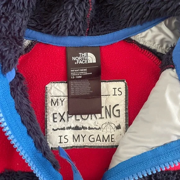 The North Face Red and Navy Kids One Piece Bodysuit - Picture 3 of 3